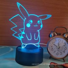 Pokemon Pikachu 3D LED Night Light, 3D Optical Illusion Visual Lamp 7 colores Touch Table Desk Lamp